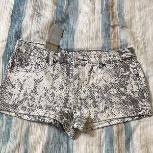 Zara Snakeskin Print Jean Shorts